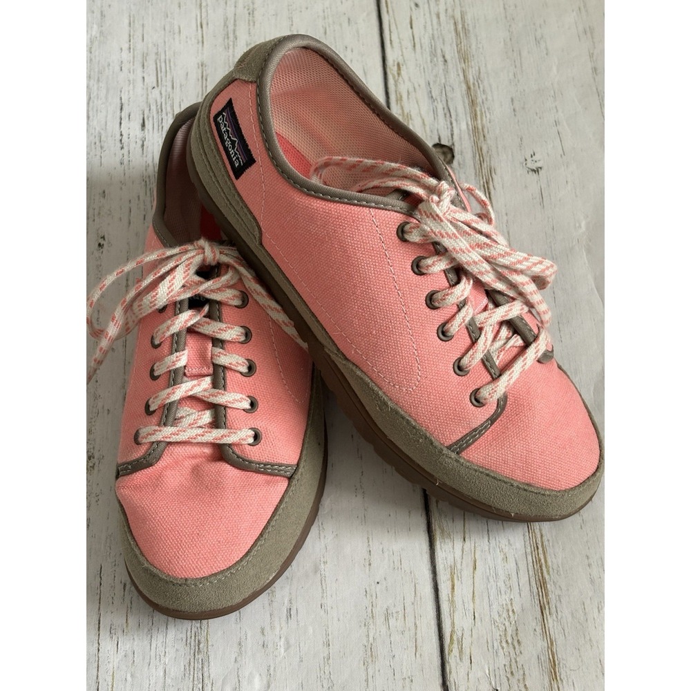 Patagonia Activist Canvas Sneakers Coral Pink Olive Green Womens sz 7 - Picture 2 of 8